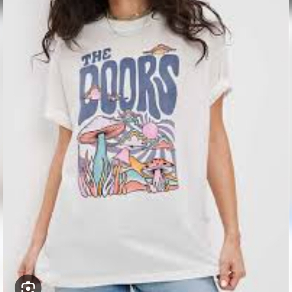 the doors ♡ band tee shirt mushrooms clouds trippy psychedelic rock 70s - Picture 9 of 9